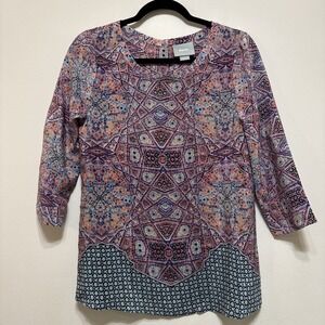 MAEVE By Anthropologie Women's Size 2 Blouse *100% SILK* with 3/4 Sleeves EUC